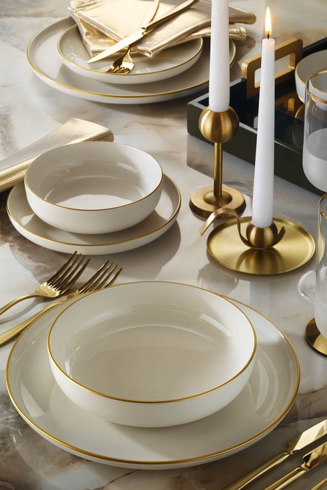 Hermia Vajilla de Porcelana MOD16YSA45R520, 16 Piezas, Multicolor